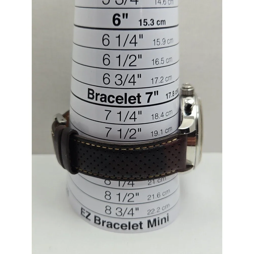 Vince Camuto Mens 42mm Watch VC1101SV Silver Tone Multi Dial Leather New Battery